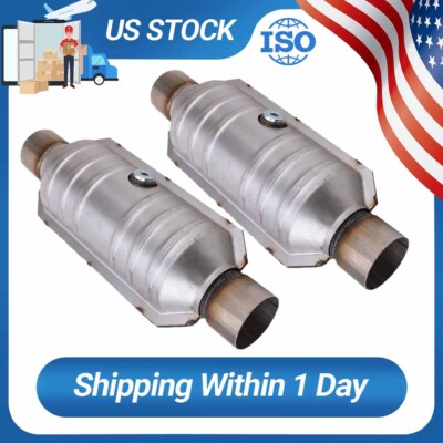 Pair 2.5'' Catalytic Converter Universal Fits Ford F150 EPA OBDII Approved 99306