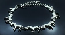 Horse Lovers Adorable Antique Silver Plated Adjustable Anklet