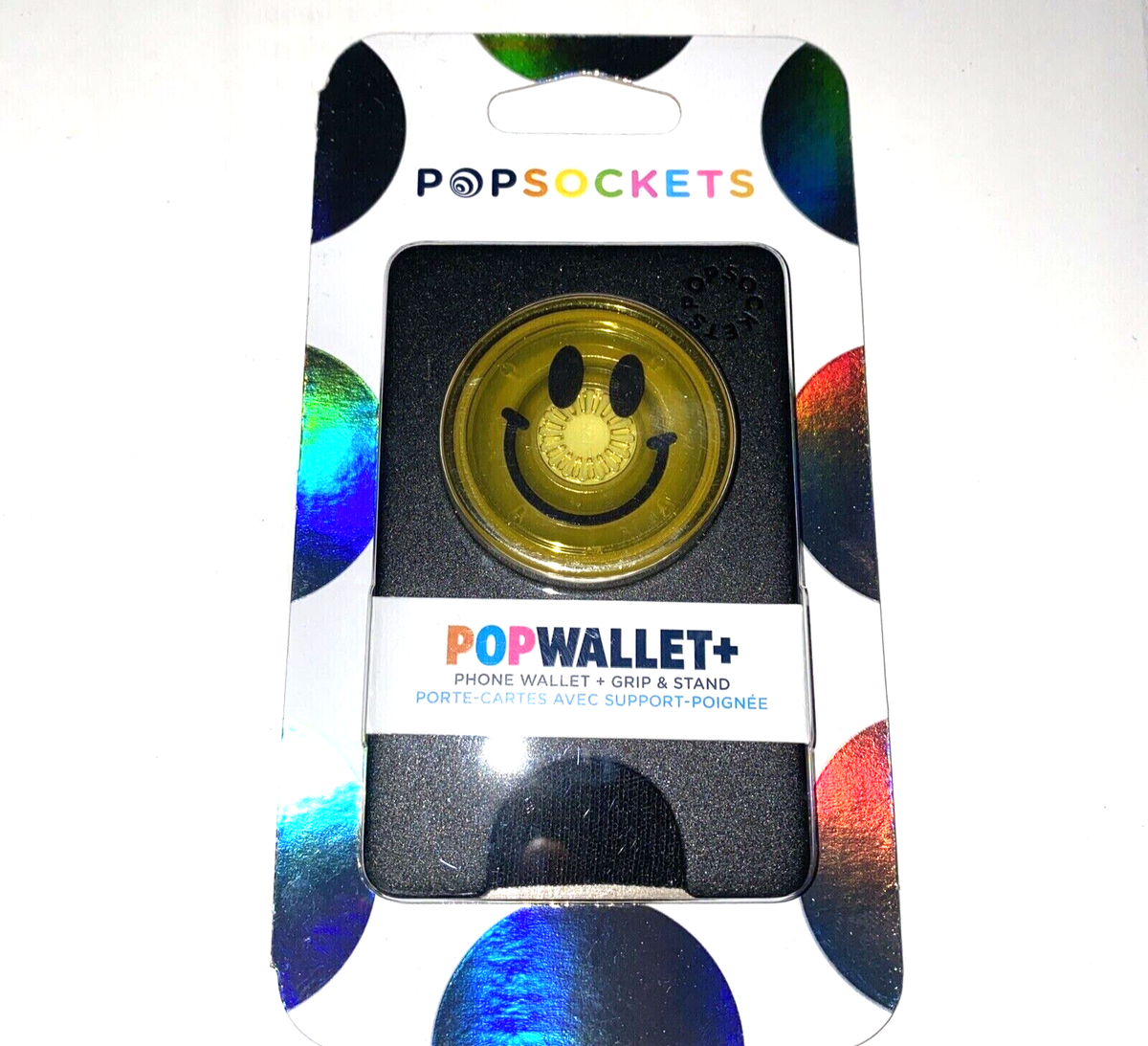 PopSockets PopWallet Phone Grip Stand Wallet Classic Black Smiley Face