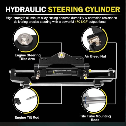 200HP Marine Hydraulic Steering Kit Fits forYamaha Honda Mercury Suzuki Tohatsu - Foto 7 di 10
