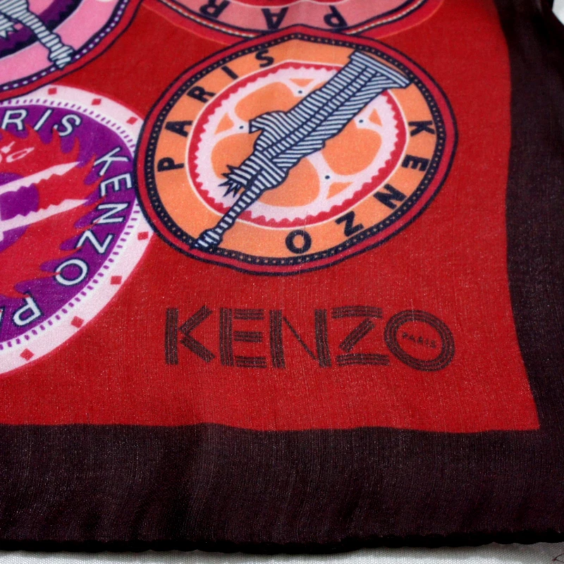 Authentique Vintage KENZO Beautiful Large Silk Scarf Women's  Logo  69"*x25"inch - Image 3 of 4