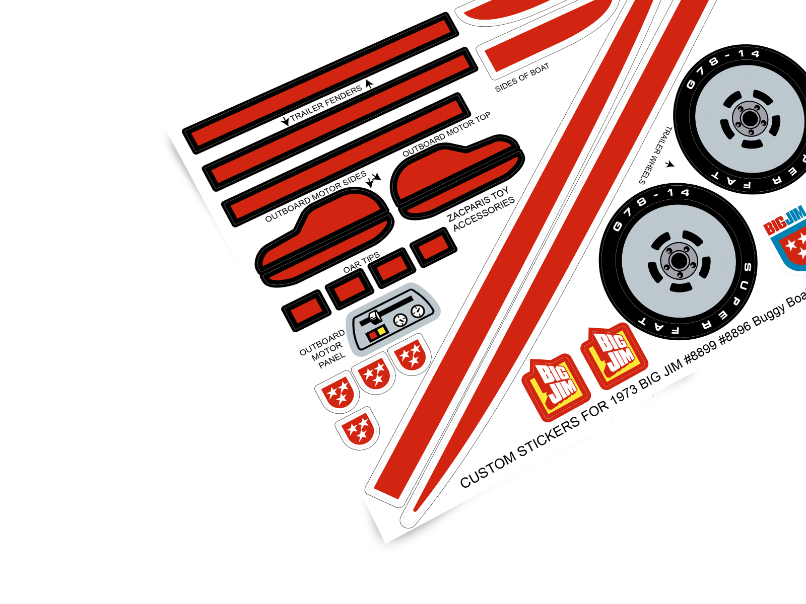 CUSTOM STICKERS for 1973 Mattel Big Jim Boat #8890 with bonus logos | eBay