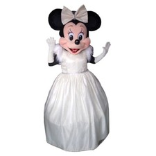 White Dress Minnie Mouse Mascot Costume Adult Halloween Party Cosplay Mascot
