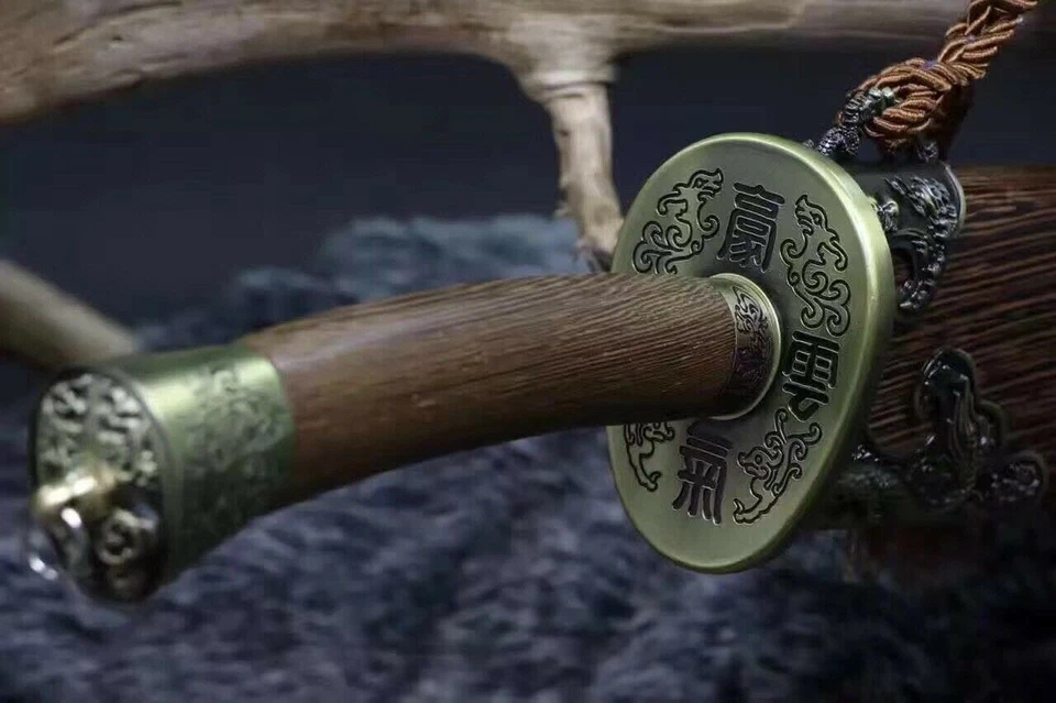 Sharp Chinese Sword Qing Dynasty Kung Fu Dao Damascus Folded Steel Broadsword - Image 4 of 4