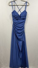 Royal Blue Prom Or Evening Gown Macy's New Sz Medium Tie Back Stretch Fabric