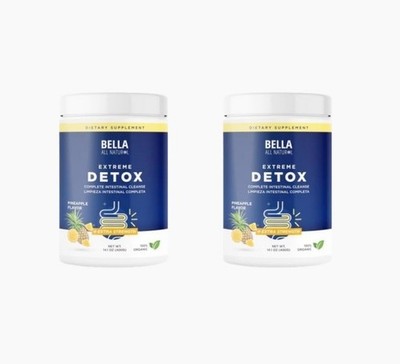 2 BOTTLES--Bella All Natural Extreme Detox Powder -Complete Intestinal Cleanse