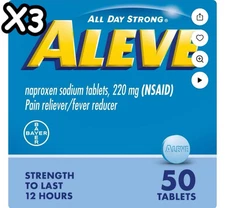 X3 Aleve Pain Relief Naproxen Sodium Caplets - 50 Count 3 packages