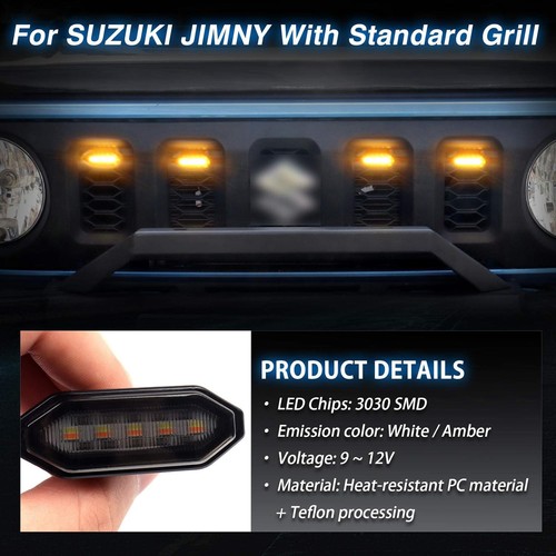 Front Grille Light White/Amber LED Center Grille Lights For Suzuki Jimny 2/4Door - Picture 8 of 10