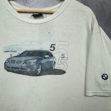 Vintage BMW Shirt Men's XL White 5 Series Car Promo Graphic Tee 00s 3917