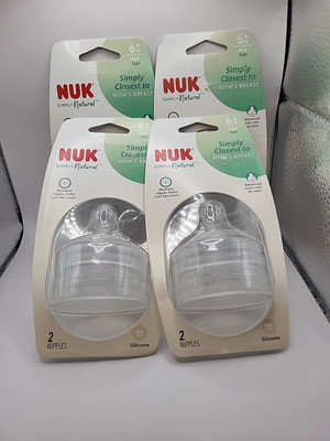 4 Nuk Silicone 2 Nipples Pack 6+M Fast Flow BPA Free Anti-Colic (Total 8)
