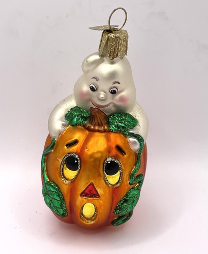 Halloween OWC Old World Christmas Ornaments Lot of 2 Pumpkin Ghost Scarecrow - Bild 2 von 14