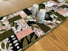 Botanical Floral Quilted Table Runner: Handmade Kitchen Centerpiece Home Decor