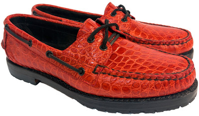 NEW Rancourt & Co. Red Genuine Alligator Boat Shoes Maine USA 8.5 D Moccasins