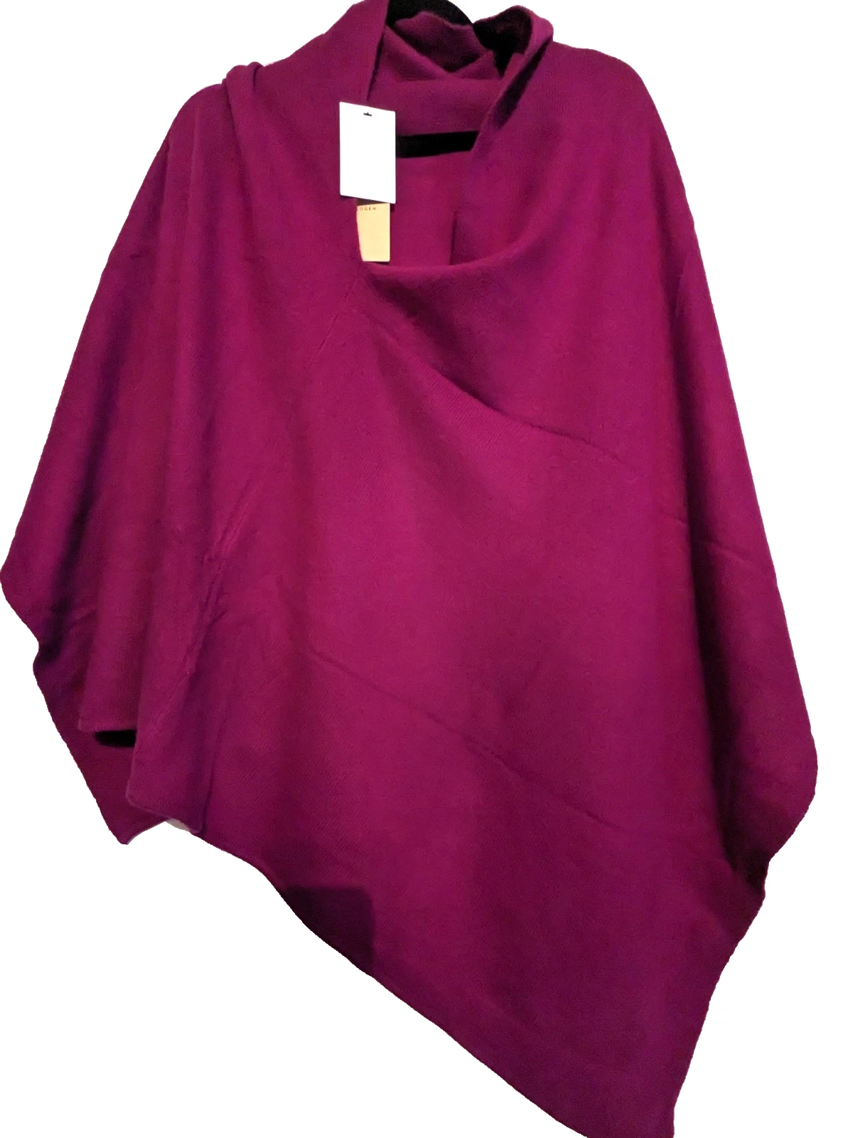NWT HALOGEN For Nordstrom Women Wool /Cashmere Asymmetrical Poncho, Magenta, OSZ
