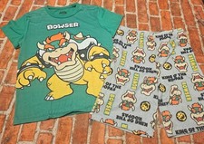 Super Mario Boys Pajama Set Pjs Sz 10 12 10/12 Guc Bowser