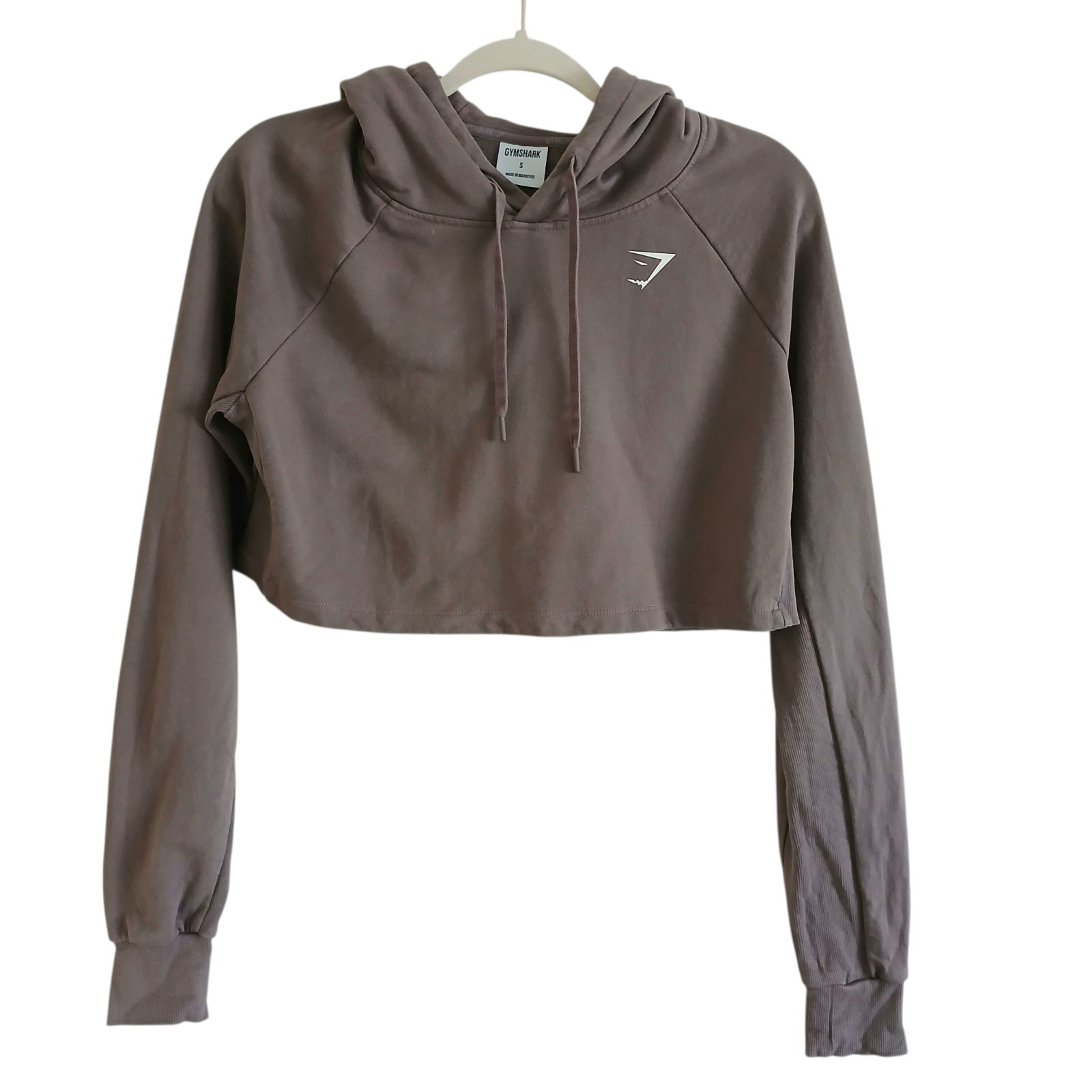 GYMSHARK Hoodie Women’s Small Purple Cropped Oversized Logo Athleisure Gym