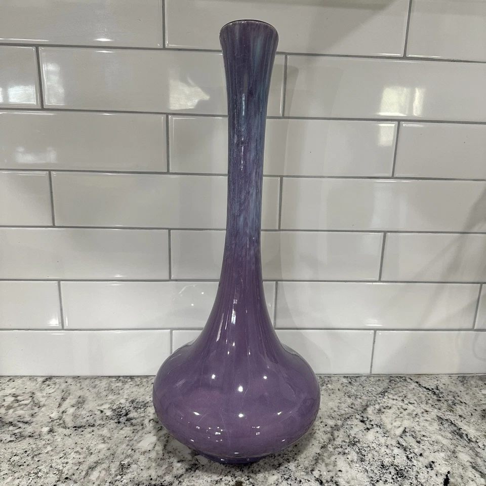 #408 Large Vintage  19" Purple Royal Haeger USA Vase Ewer Drip Glaze Antique - Image 4 of 4