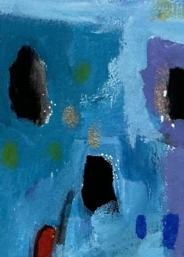 Tarjeta de coleccionista de arte Aceo por Kenna pintura original abstracta 2,5” X 3,5” firmada - Imagen 2 de 3