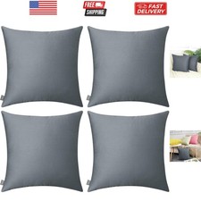 4-Pack 100 Cotton Comfortable Solid Decorative Throw Pillow Case Square Cush...