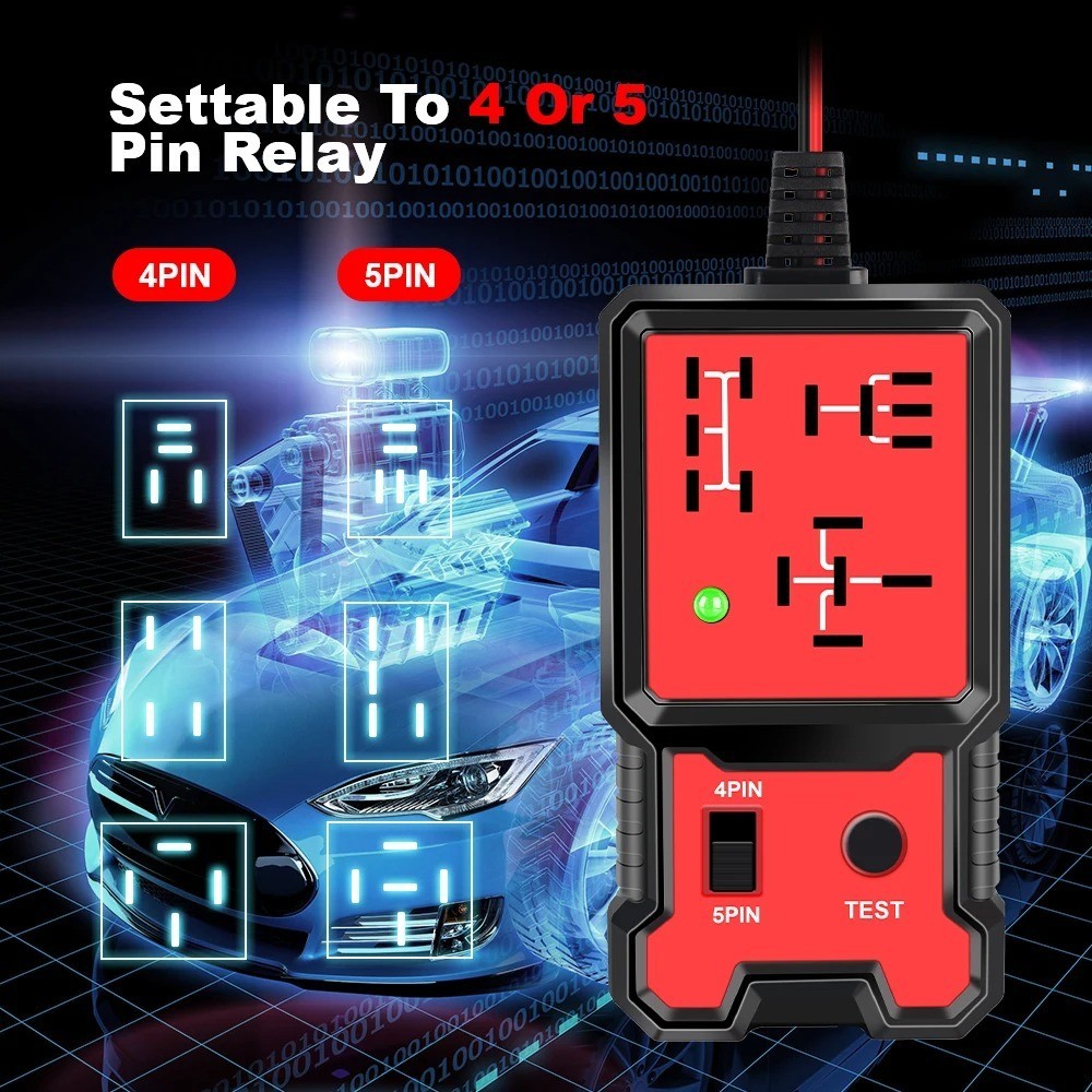 Handheld 12V Auto Relay Tester 4 & 5 Pin Diagnostic Tool, New