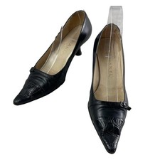 CHANEL Pumps Cocomark Croc Embossed Leather Black Women's Size EU36.5/US6.5