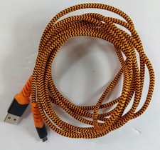 6FT Braided USB A to Micro USB Charging Data Cable Orange Black Fast Charge