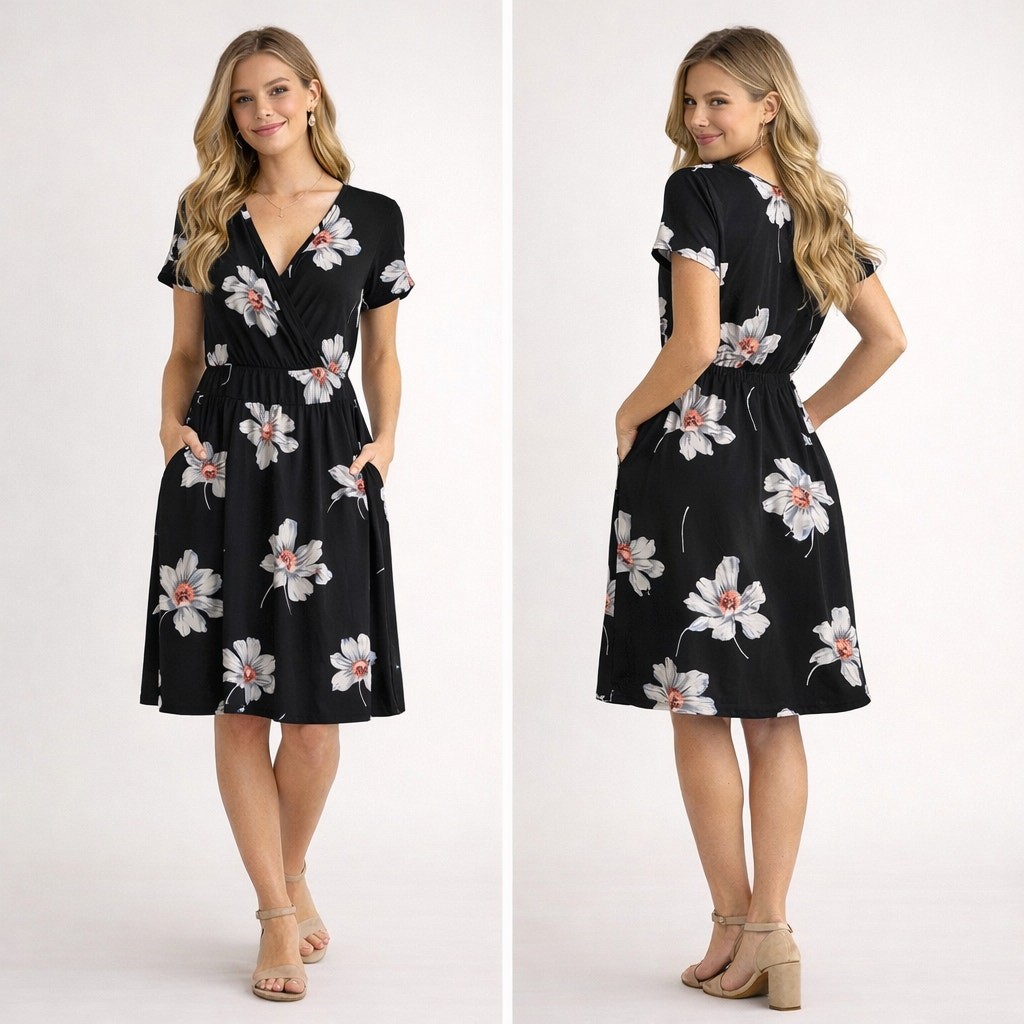 Ouges Modest Work Casual Faux Wrap Dress Size 2XL - image 1