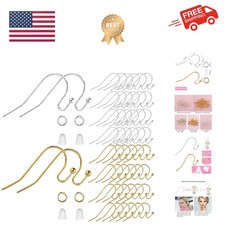 Earring Hooks, 600pcs Hypoallergenic Earrings Making kitSilver and Gold Earri...