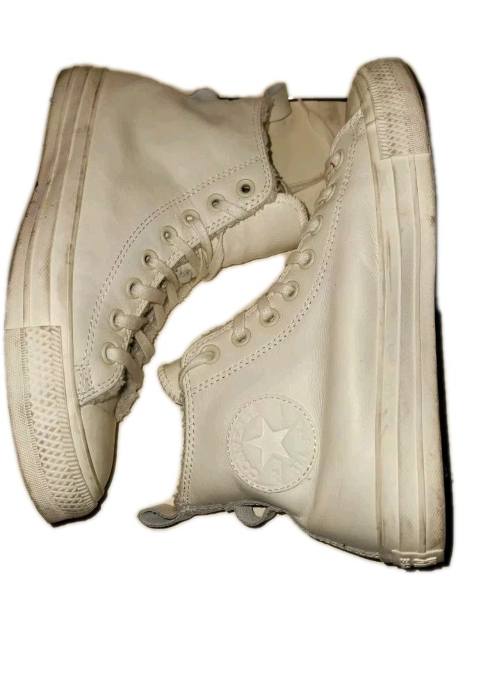 Converse Women Shoes Size 9 High Top Leather White Fuzzy Sneakers AO42476 Chuck  thumbnail 9