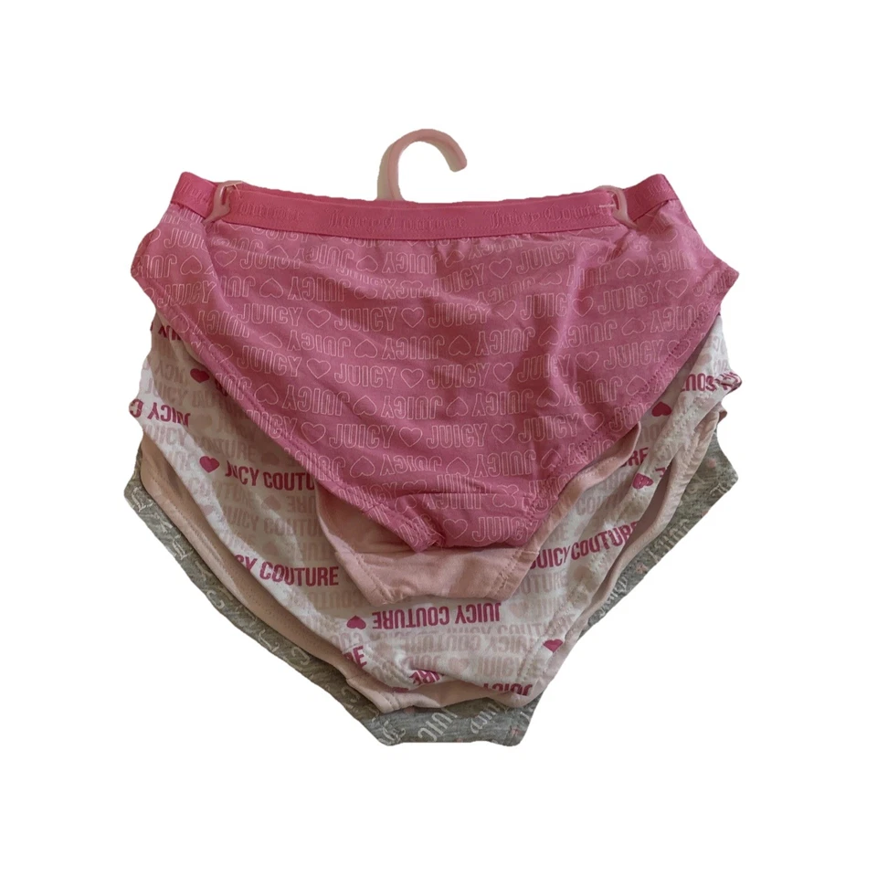 NUEVO CON ETIQUETAS Juicy Couture Niñas’ Bikini Ropa Interior Paquete de 5 Talla M (8/10) Algodón Elástico Foto 3 de 4