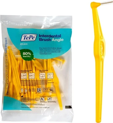 TePe Angle Yellow 0.7mm Interdental Brush - Pack of 25 Brushes