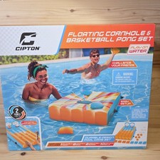 Cipton Inflatable Floating Cornhole Set  Basketball Pong set For Pool   