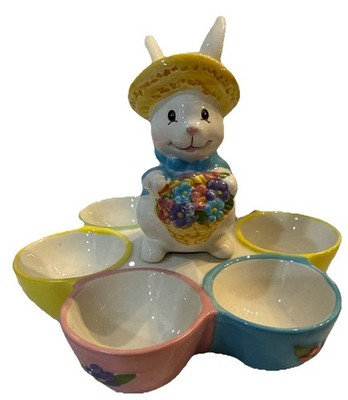 burton + Burton Easter Parade 6 Egg Holder, Bunny, Floral, Pastel, Colored Eggs