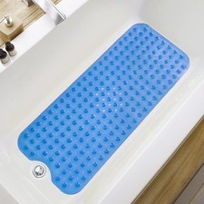 Non-Slip Bathtub Mat 40x16 Blue Antibacterial Quick Dry Shower Tub Safety Rug