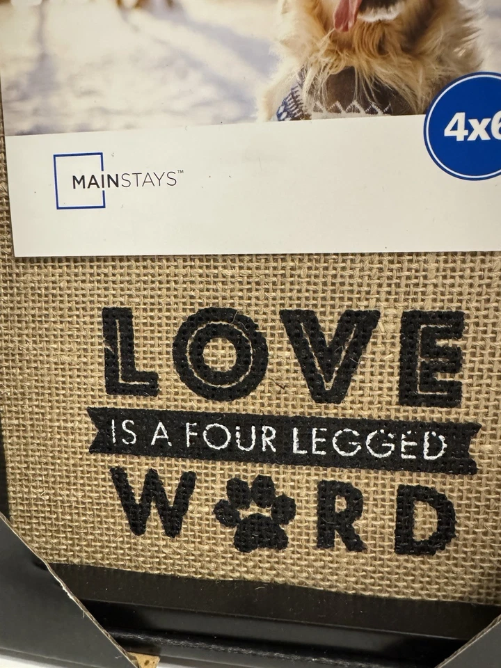 Marco de fotos Mainstays Love is a Four Legged Word Arpillera 4" x 6" - Nuevo Foto 3 de 4