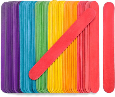 60 Pieces Jumbo Colored Popsicle Sticks, 8 Inch Natural Colored Wooden Craft Sti