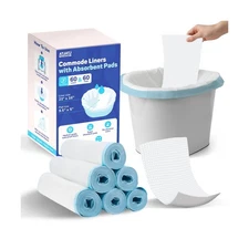 60 Packs Commode Liners With 60 Absorbent Pads, Leak-Proof Disposab... Fast Ship