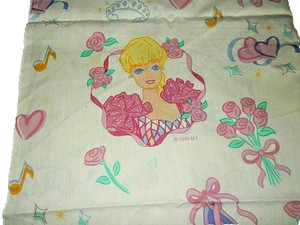 7G LN Vintage BARBIE Doll Roses Ballerina cotton blend Twin Flat Bed Sheet