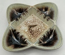 Vintage MCM Atomic Starburst Ashtray Ceramic Pottery Coffee Table 9.75" Diameter