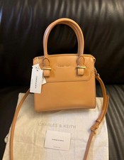 charles keith bag temmie structure tote bag- new with tags - camel colour 