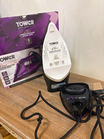 Tower CERASGLIDE 2400W 2-in-1 Cord/Cordless Steam Iron, Base, Purple