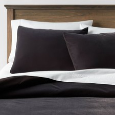 King Lustrous Velvet Duvet Cover Sham Set Black - Threshold: OEKO-TEX