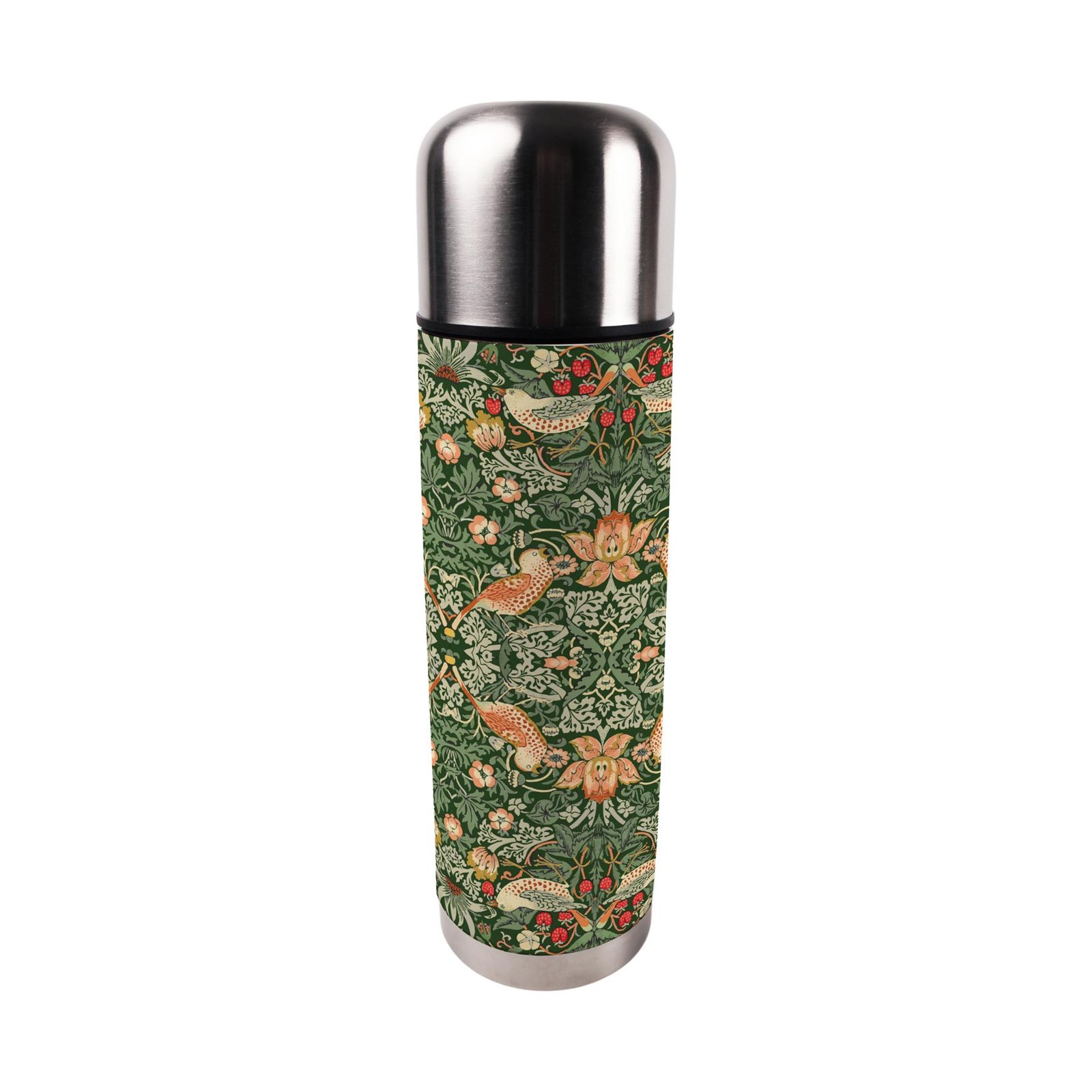 Strawberry Thief Green Thermal Flask - 750ml Large Insulated Bottle Gift