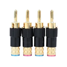 4pcs Brass Double Screw Locking Banana Plug HIFI Cable Connector Accessories