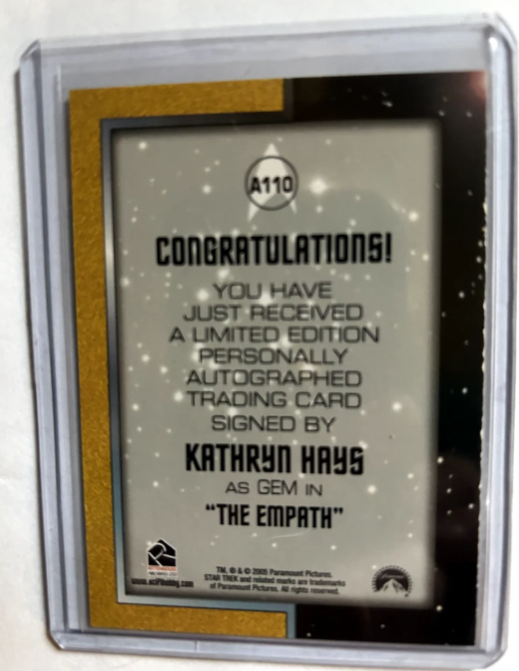 1998 Skybox Star Trek TOS  A110 as Kathryn Hays Autograph The Empath - Image 2 of 2