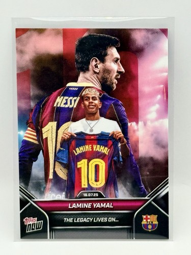 2025 Topps Now Lamine Yamal Lionel Messi #002 Legacy Lives On Barcelona RAW