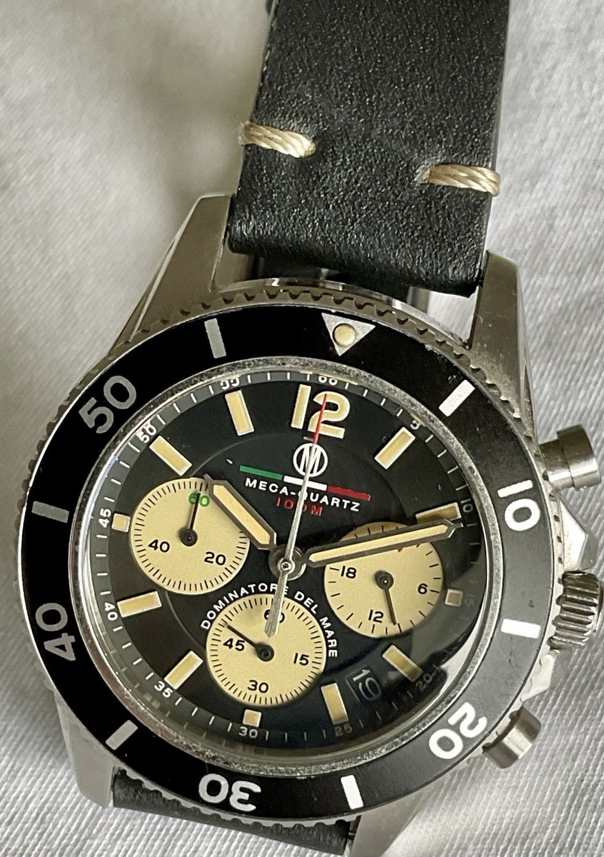 Rare Panda Dominatore Del Mare 3 Register Meca-Quartz Chronograph EUC View 3
