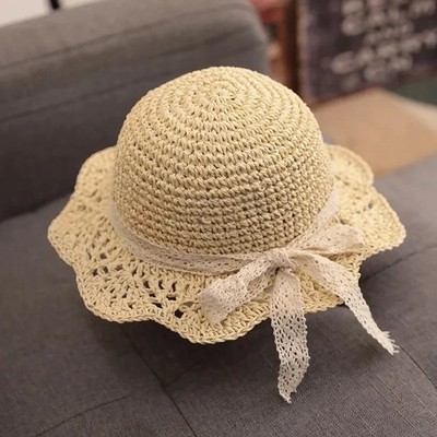 Fashion Lace Baby Hat Summer Straw Bow Baby Girl Cap Beach Children Panama Hat 