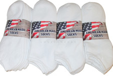 12 Pairs Mens Sport Series White Low Cut / No Show Cotton Socks 9-12 USA Made