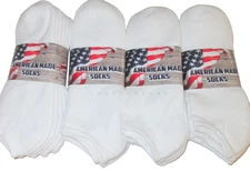 12 Pairs Mens Sport Series White Low Cut / No Show Cotton Socks 9-12 USA Made